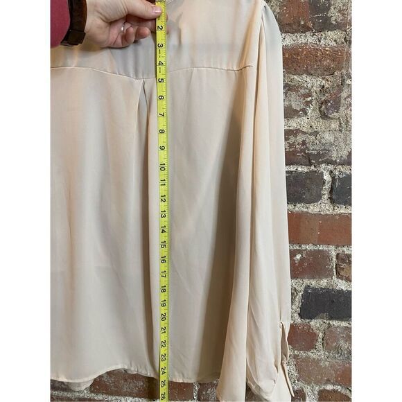 Pretty Chicago Beige/ Off-White Long Sleeve Button-Down Blouse Women’s Size XL - Picture 5 of 7